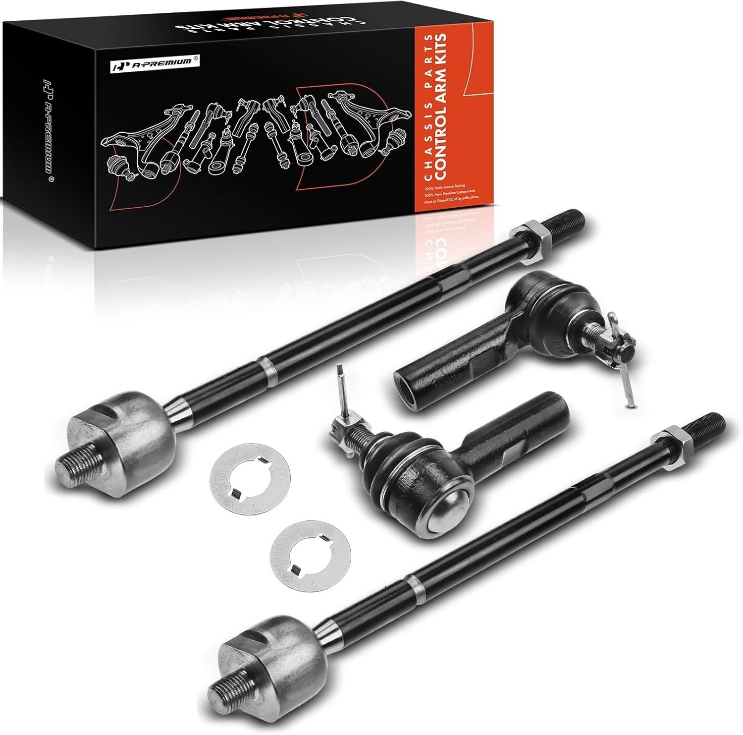 Set of 4, Front Inner & Outer Tie Rod End Kit, Compatible with Toyota Camry