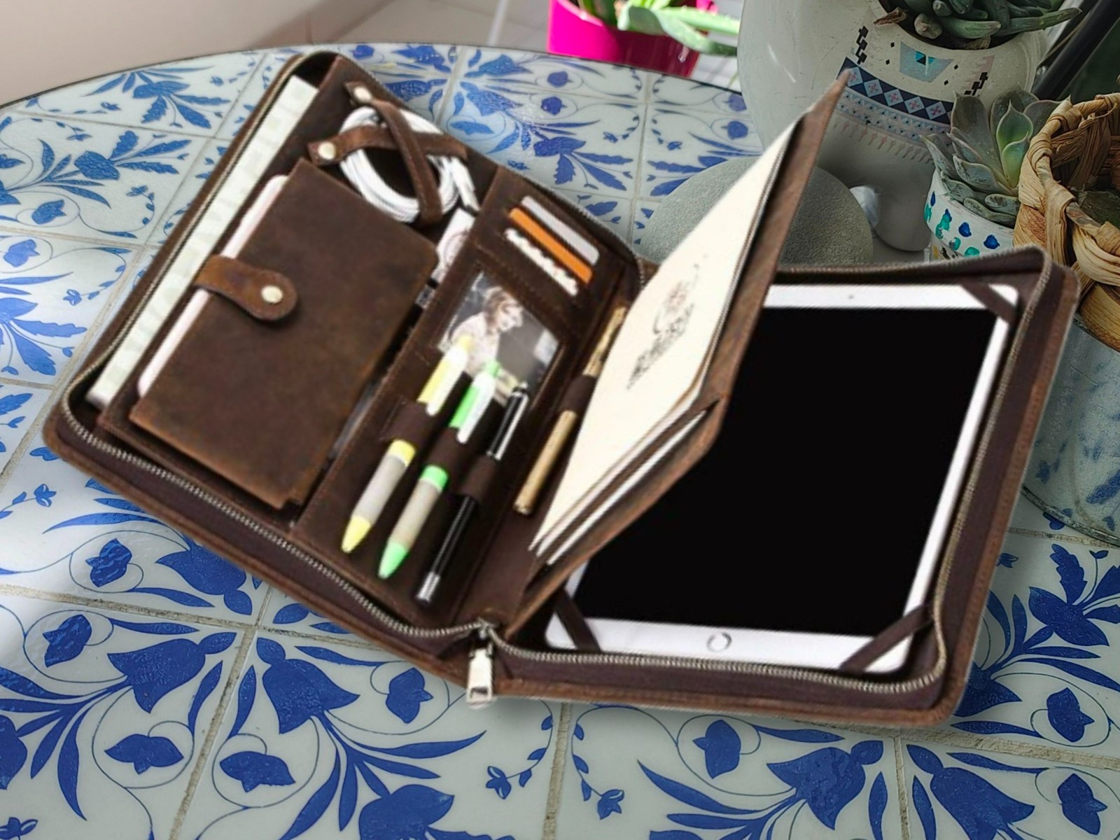Custom Cowhide Leather 9.7"/10.5" iPad Pro Samsung Lenovo Tablet Function Case