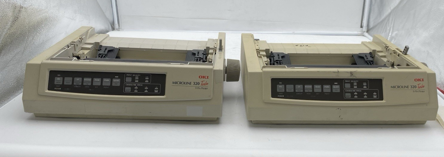 LOT OF 2 OKI Microline 320 Turbo GE7000A 9 Pin Dot Matrix Printer