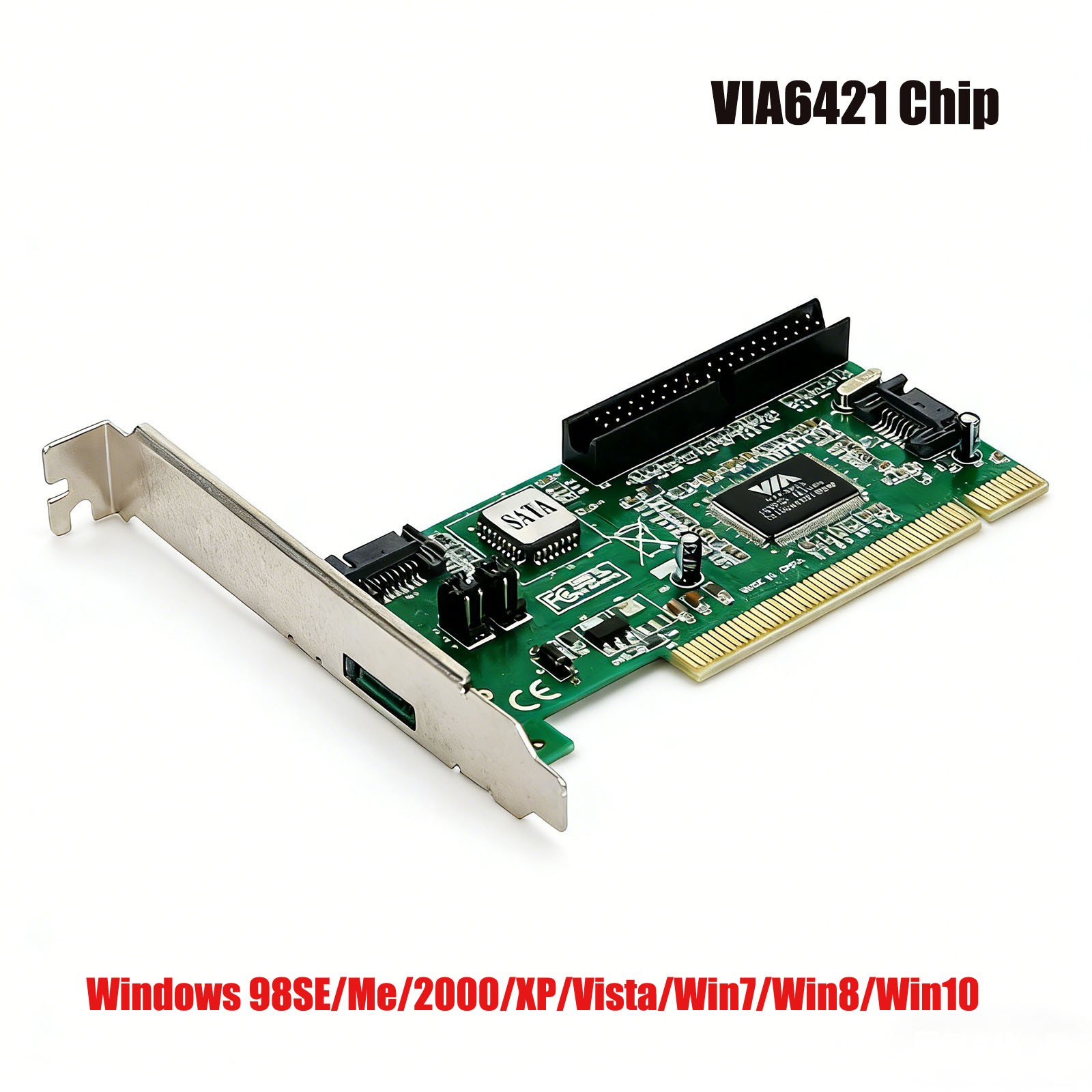 PCI To 3 Ports SATA + IDE Combo Controller Card Adapter Converter VIA6421 Chip