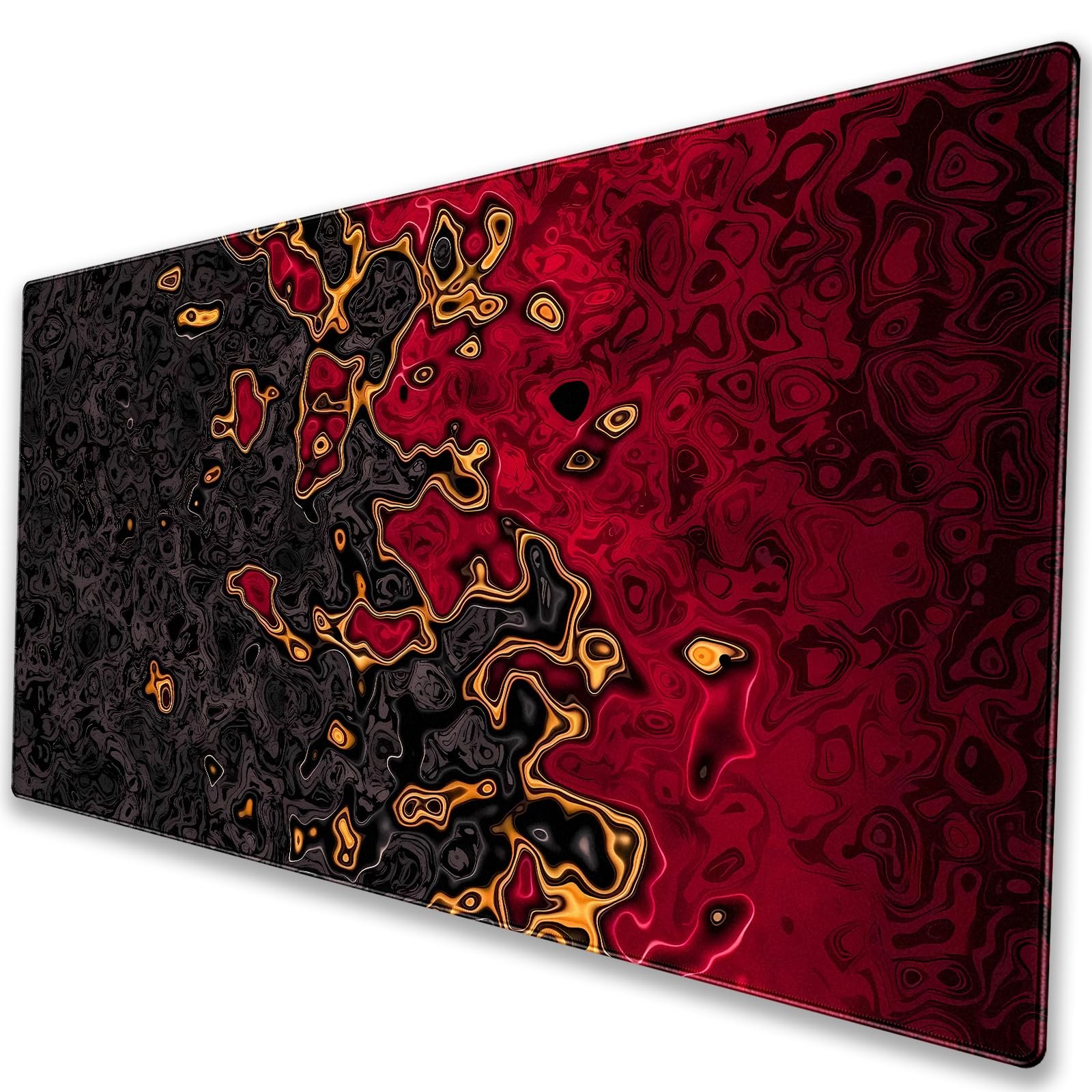 Red Black Large Gaming Mouse Pad Abstract Fluid Art Desk Mat Keyboard NonSlip