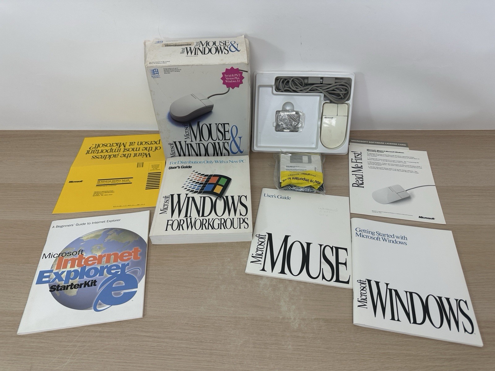 Microsoft Windows 3.1 Operating System + Microsoft Mouse - Vintage 1992 Big Box