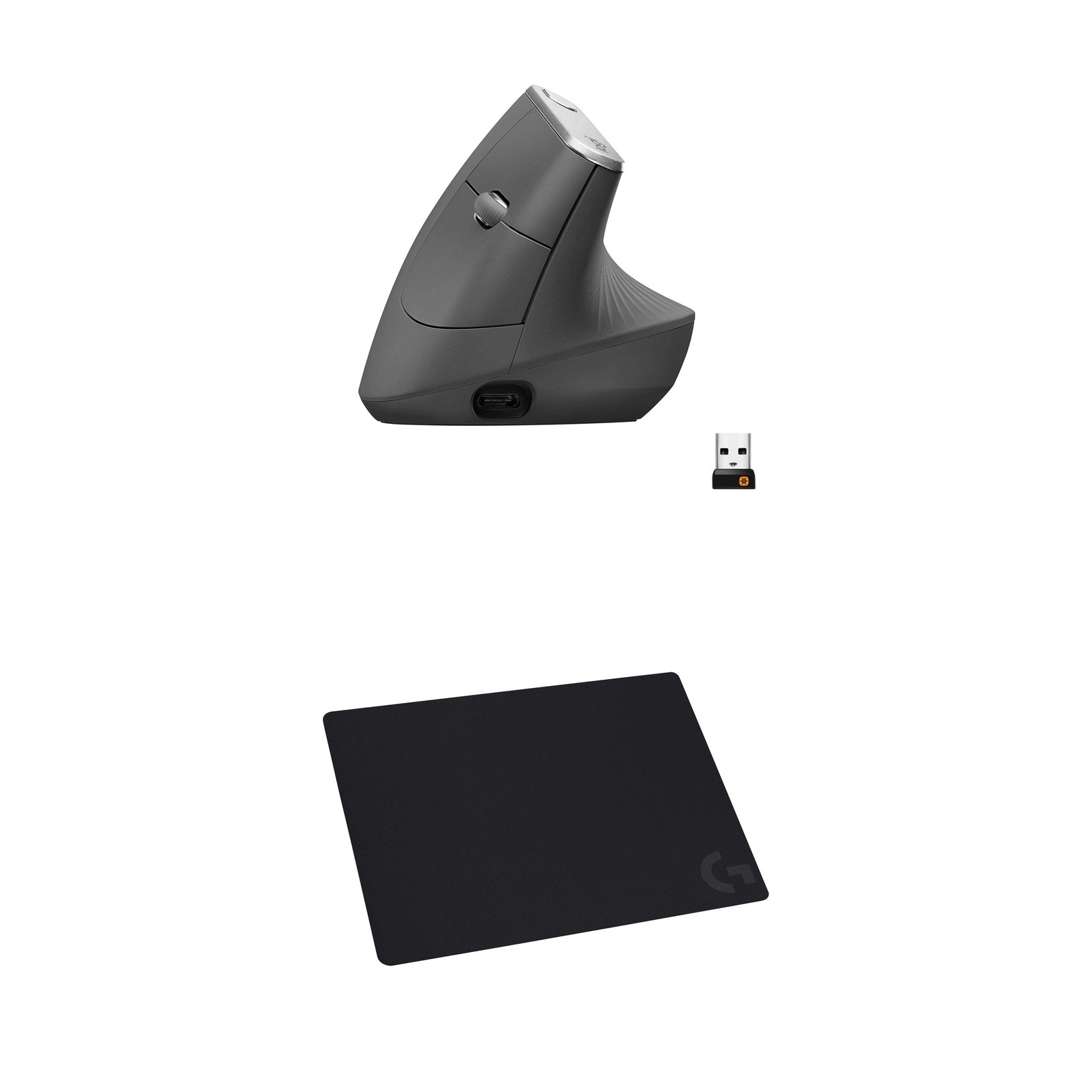 Logitech Premium Ergonomic Bundle: MX Vertical Mouse + G240 Mousepad