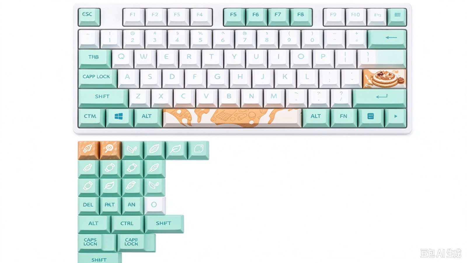 Mint Toffee PBT Keycaps XDA Profile Dye Sub 128 Keys MX Stem Custom 
