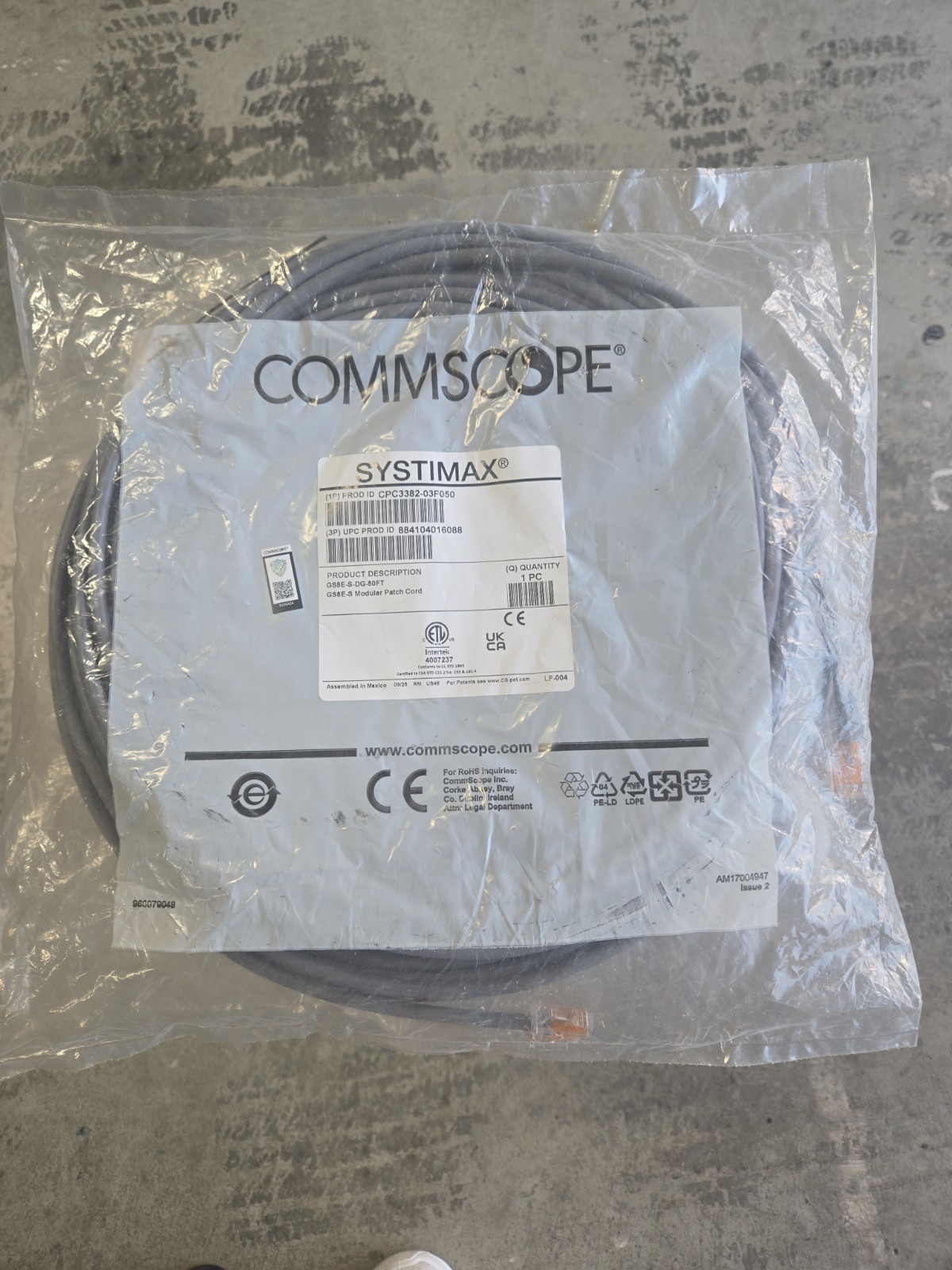 CommScope Systimax Solutions Modular Patch Cord GS8E-S-DG-50FT