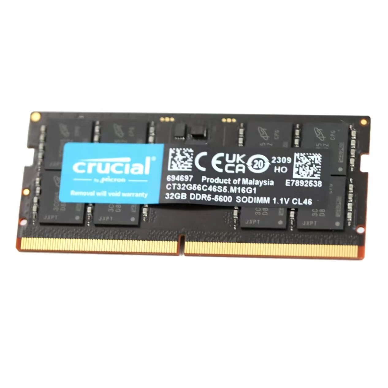 New 32GB Crucial DDR5 5600MHZ PC5-44800 Laptop SODIMM Memory Ram (CT32G56C46S5）