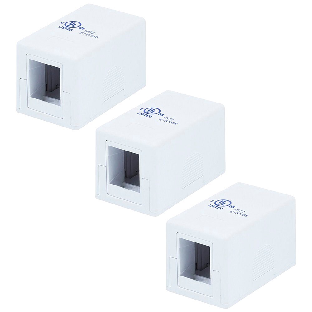 3Pcs 1 Port Single Hole Blank Surface Mount Box Keystone Jack Modular Cat5e Cat6