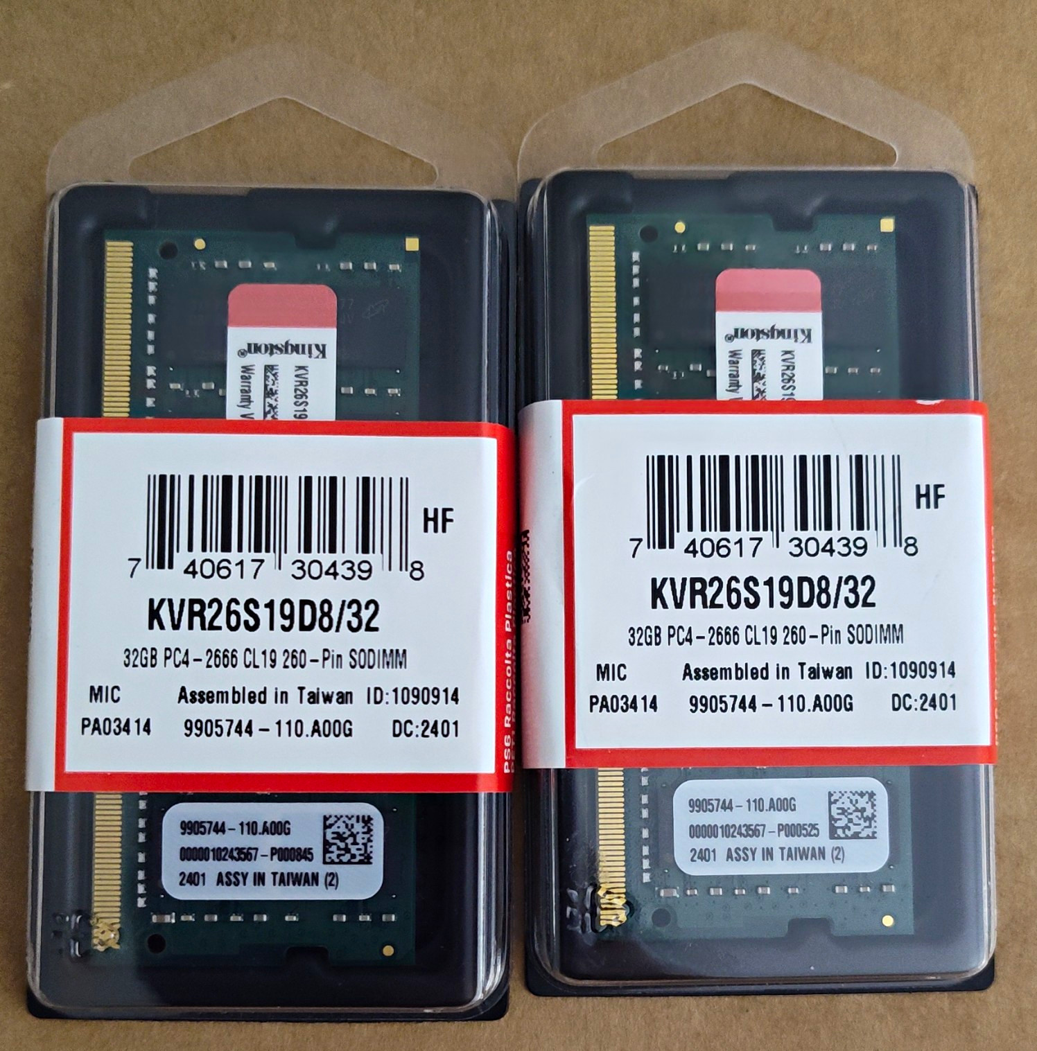 Kingston ValueRAM 64GB (2x32GB) DDR4 PC4-2666 CL19 SO-DIMM 260-Pin KVR26S19D8/32