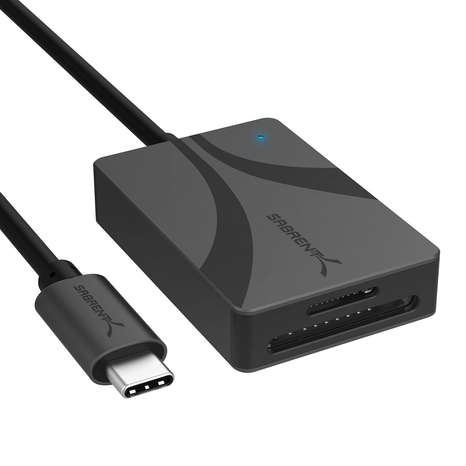 SABRENT USB-C Card Reader, Dual-Slot UHS-II SD/microSD Black