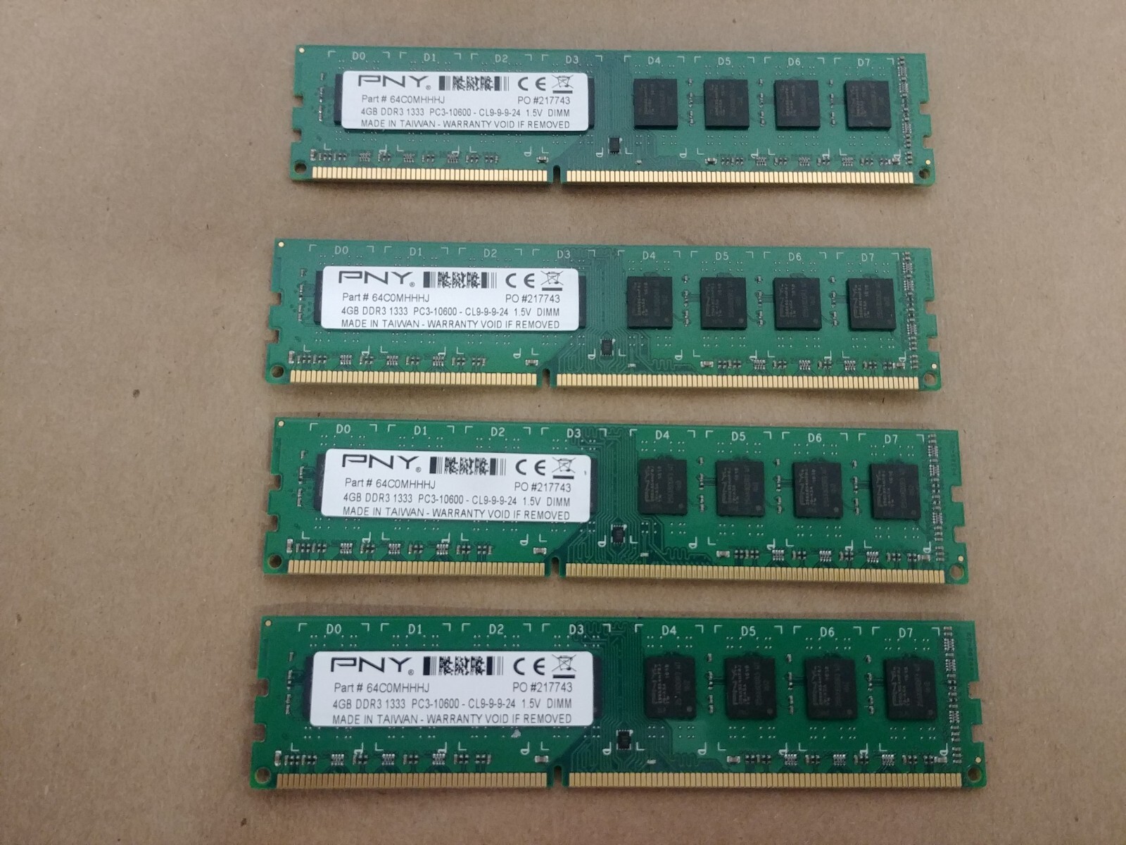 16GB 4X4GB DDR3 133- PC3-10600 Desktop Memory Ram DELL HP LENOVO ACER 64COMHHHJ