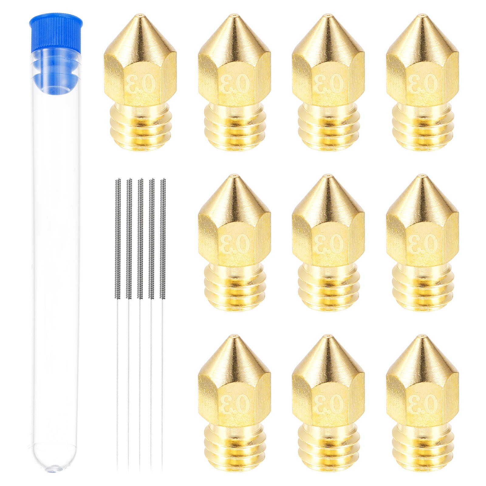 10Pcs 0.3mm 3D Printer Extruder Nozzles Head for 1.75mm Extruder Print Brass