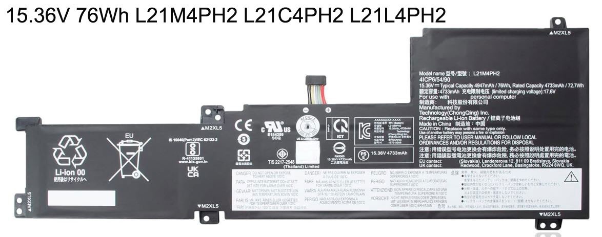 76Wh L21C4PH2 L21D4PH2 L21L4PH2 L21M4PH2 for Lenovo Xiaoxin Air 15 IAL7 2022