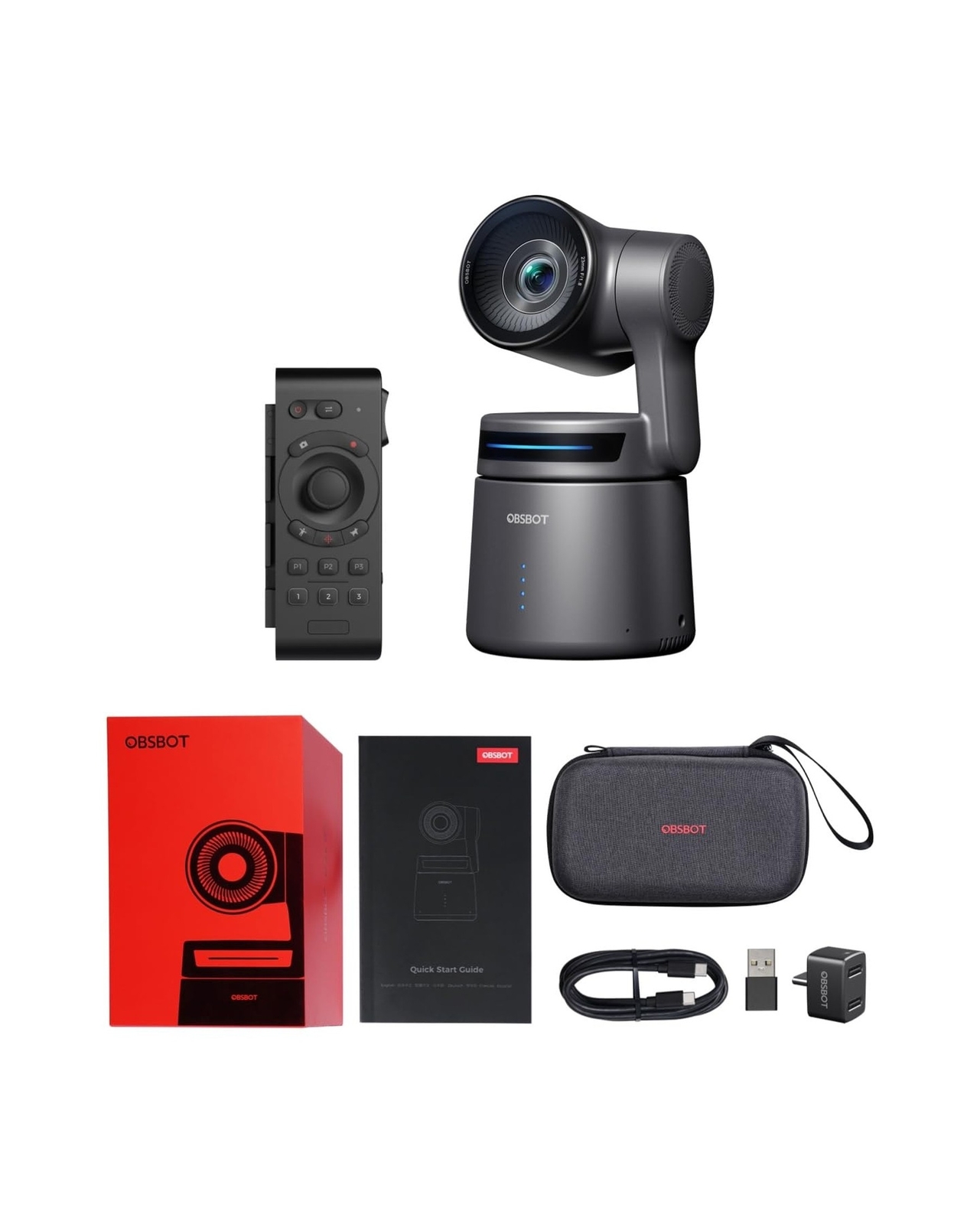 OBSBOT Tail Air & Smart Remote Combo, Streaming Camera with AI Tracking PTZ, ...