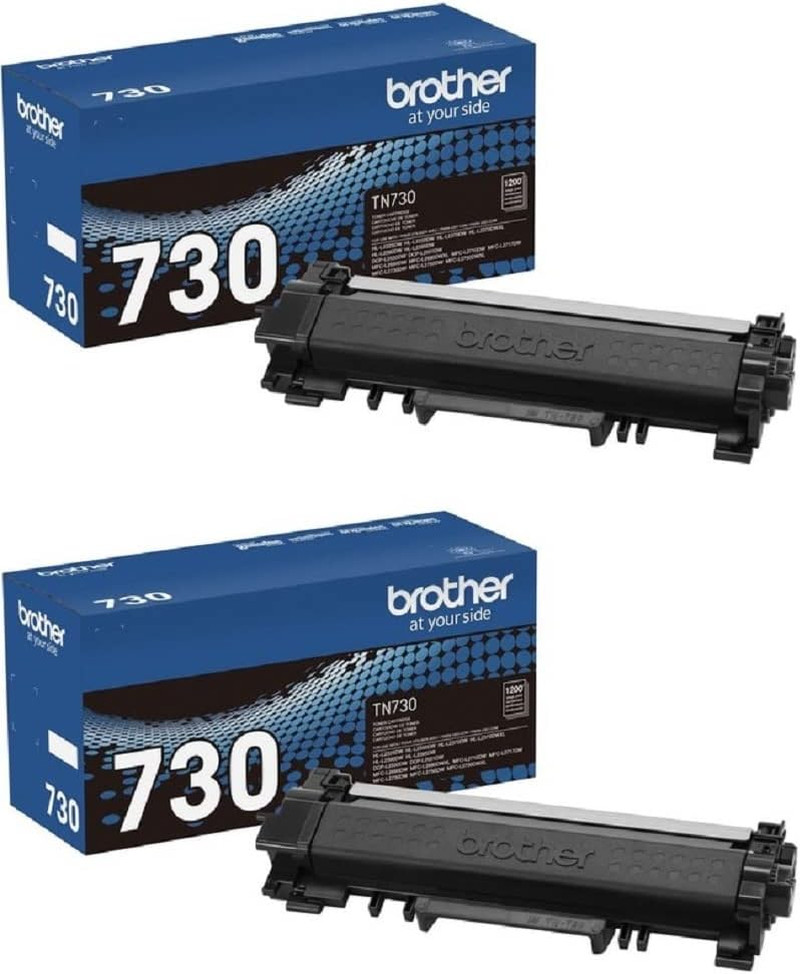 Genuine TN730 2-Pack Standard Yield Black Toner Cartridge with Approximately 1,2