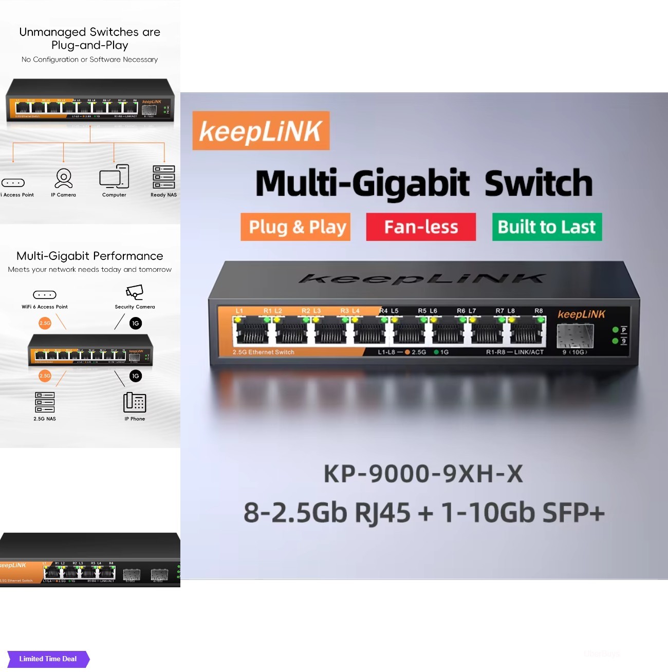 9-Port Multi-Gigabit Network Switch 8 Port 2.5Gb Ethernet 2 10Gb SFP+ Uplink