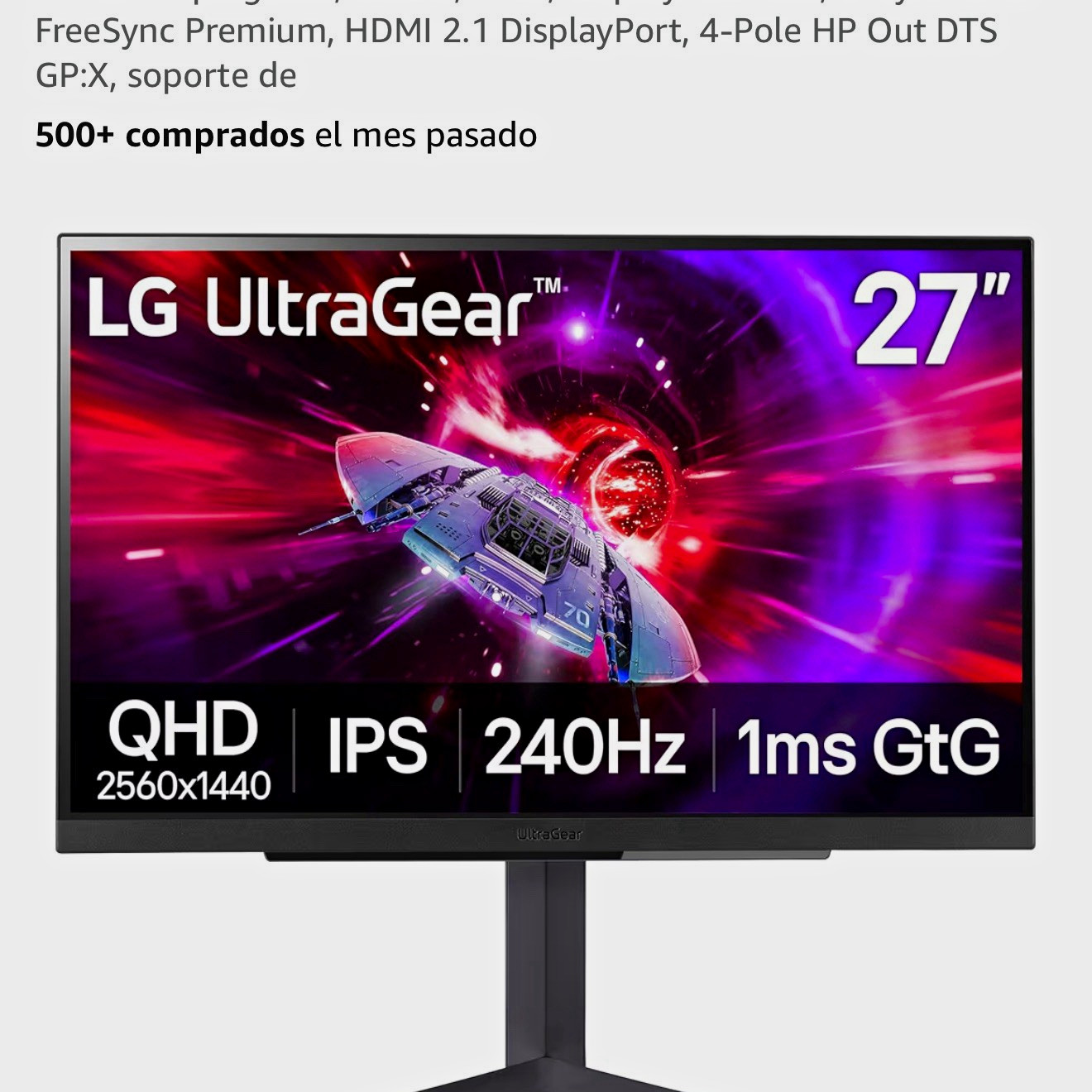 LG UltraGear 27GR83Q-B 27" QHD IPS Gaming Monitor 240Hz 1ms HDMI 2.1 DP