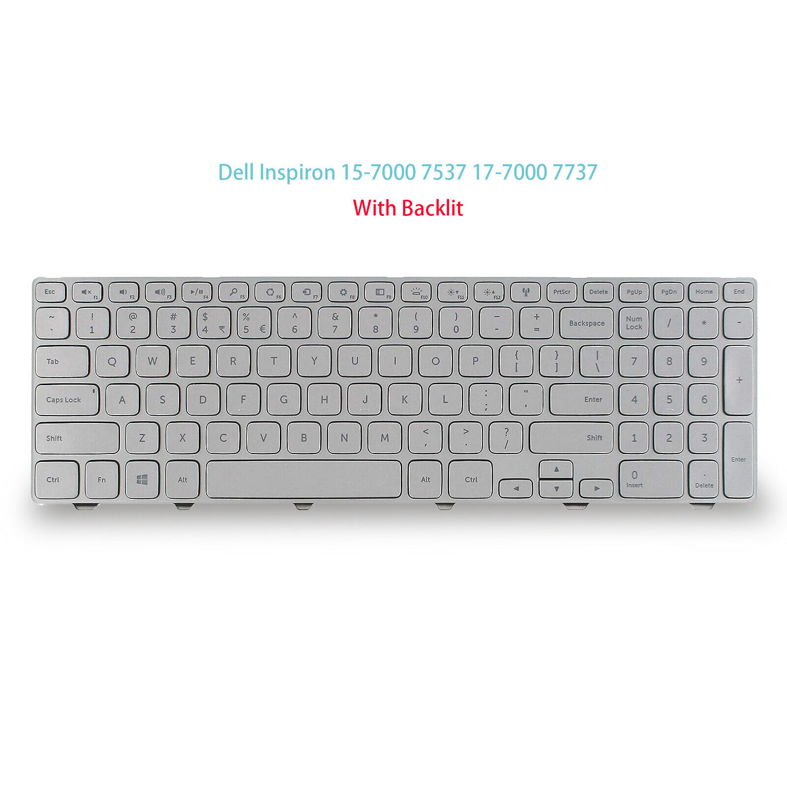 Original US Keyboard with Backlit for Dell Inspiron 7537 0KK7X9 Sliver
