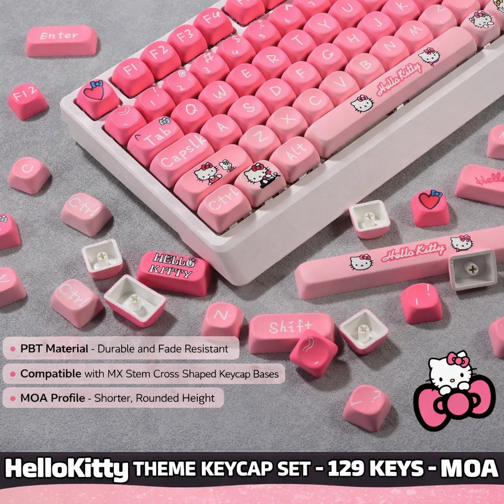 Hello Kitty MOA 129-Key PBT Keycap Set for MX Mechanical Keyboard Pink