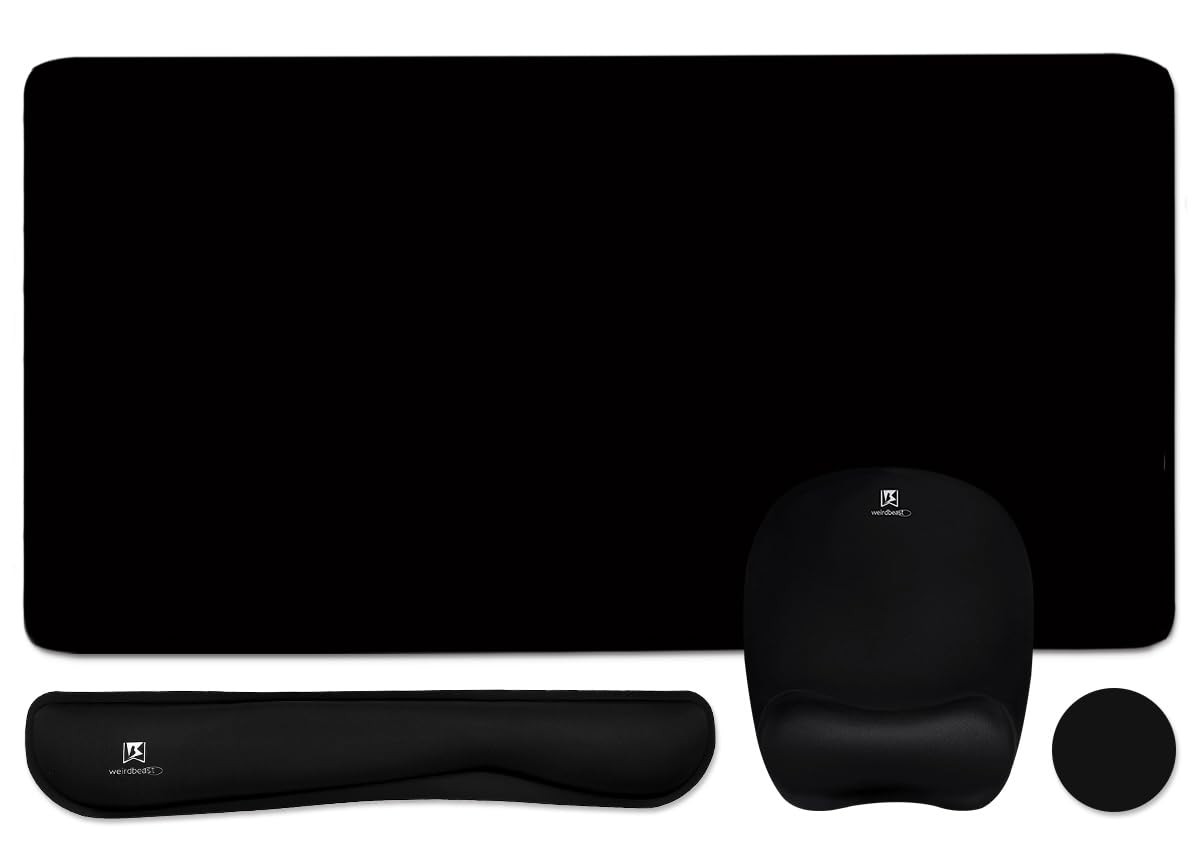 Black 4In1 Memory Foam Keyboard Wrist Rest Large Mouse Pad Support Desk