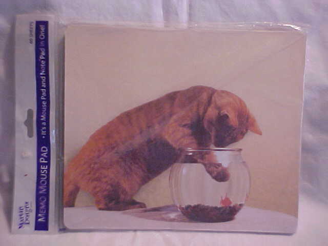 New Martin Designs MEMO MOUSE PAD 60 Sheets CAT with FISH Paper