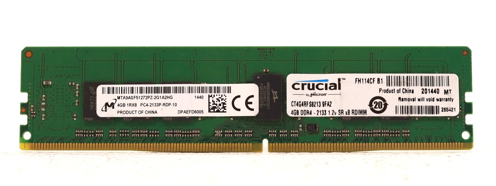 Micron 4GB 1Rx8 PC4-2133P-RDP-10 ECC REG Server RAM P/N: MTA9ASF51272PZ-2G1A2HG