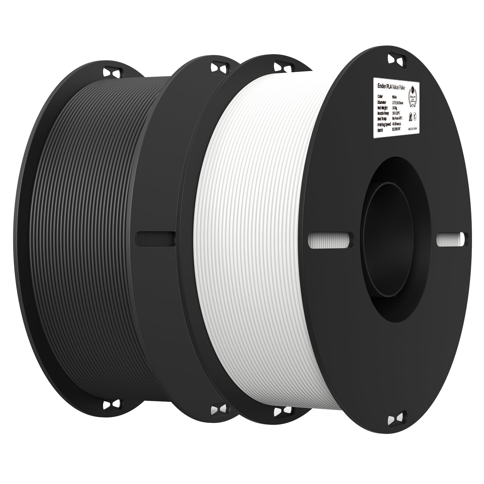 Creality PLA 3D Printer Filament, Black & White, 2Pack, 2KG Total