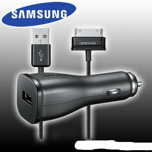 GENUINE Samsung Car Adapter DC 12-24V Charger 30pin USB Cable for Galaxy Tab 2