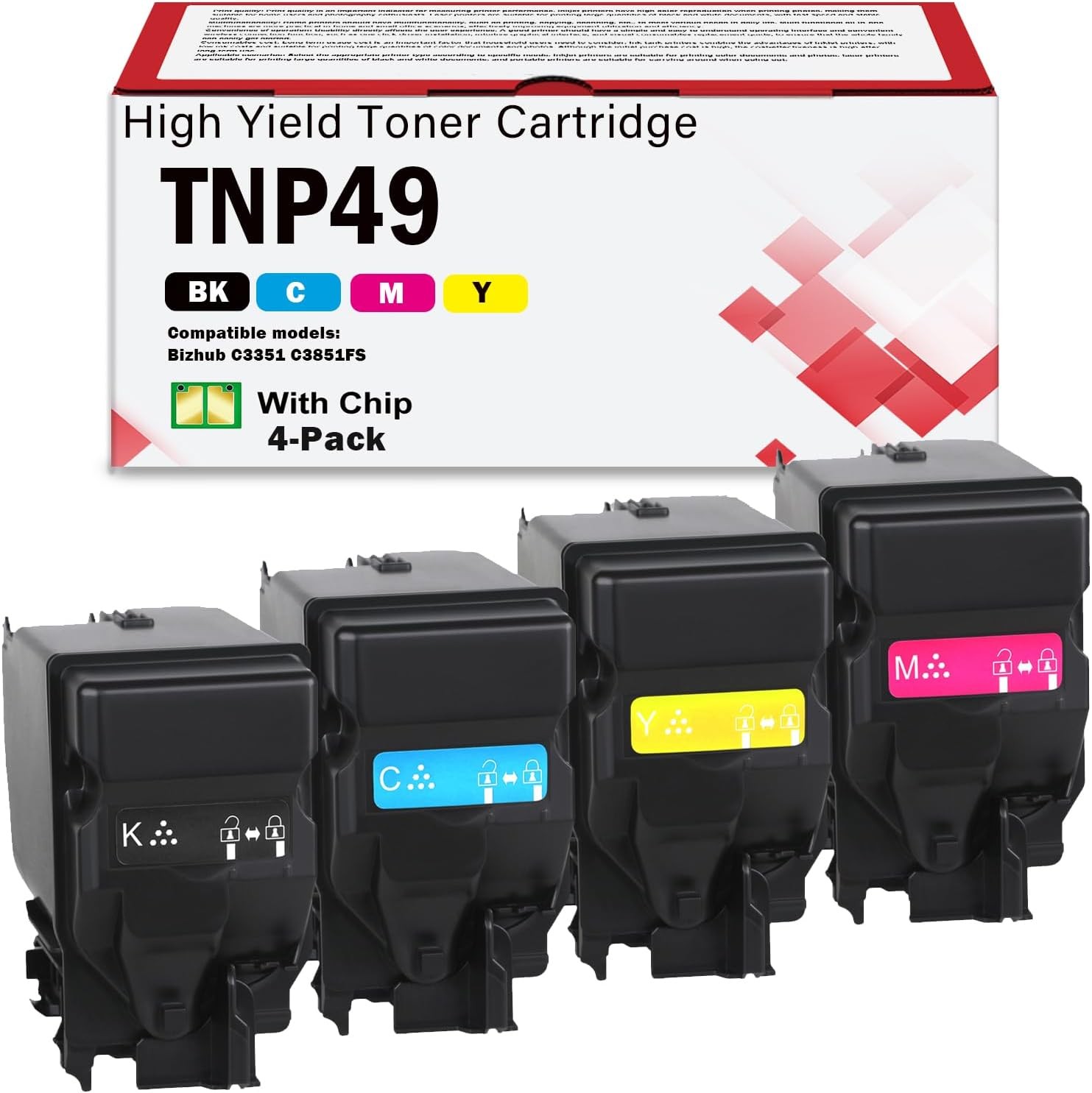TNP49 Toner Cartridge for Konica Minolta bizhub C3351 C3851FS Printers KCMY