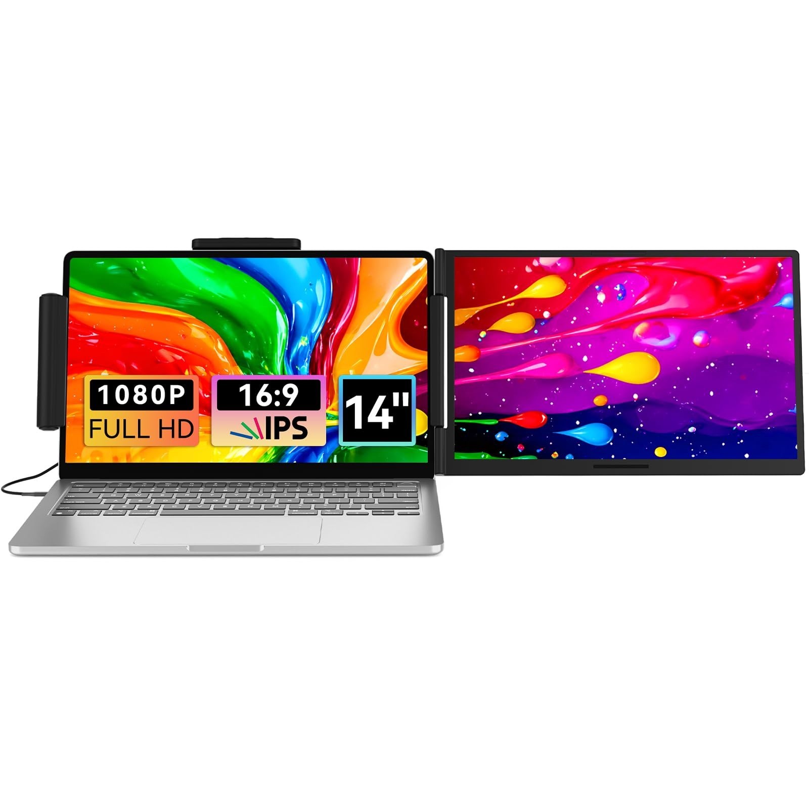Laptop Screen Extender 14.1" 1080P, Dual Screen Monitor for Laptop 13-17.3"