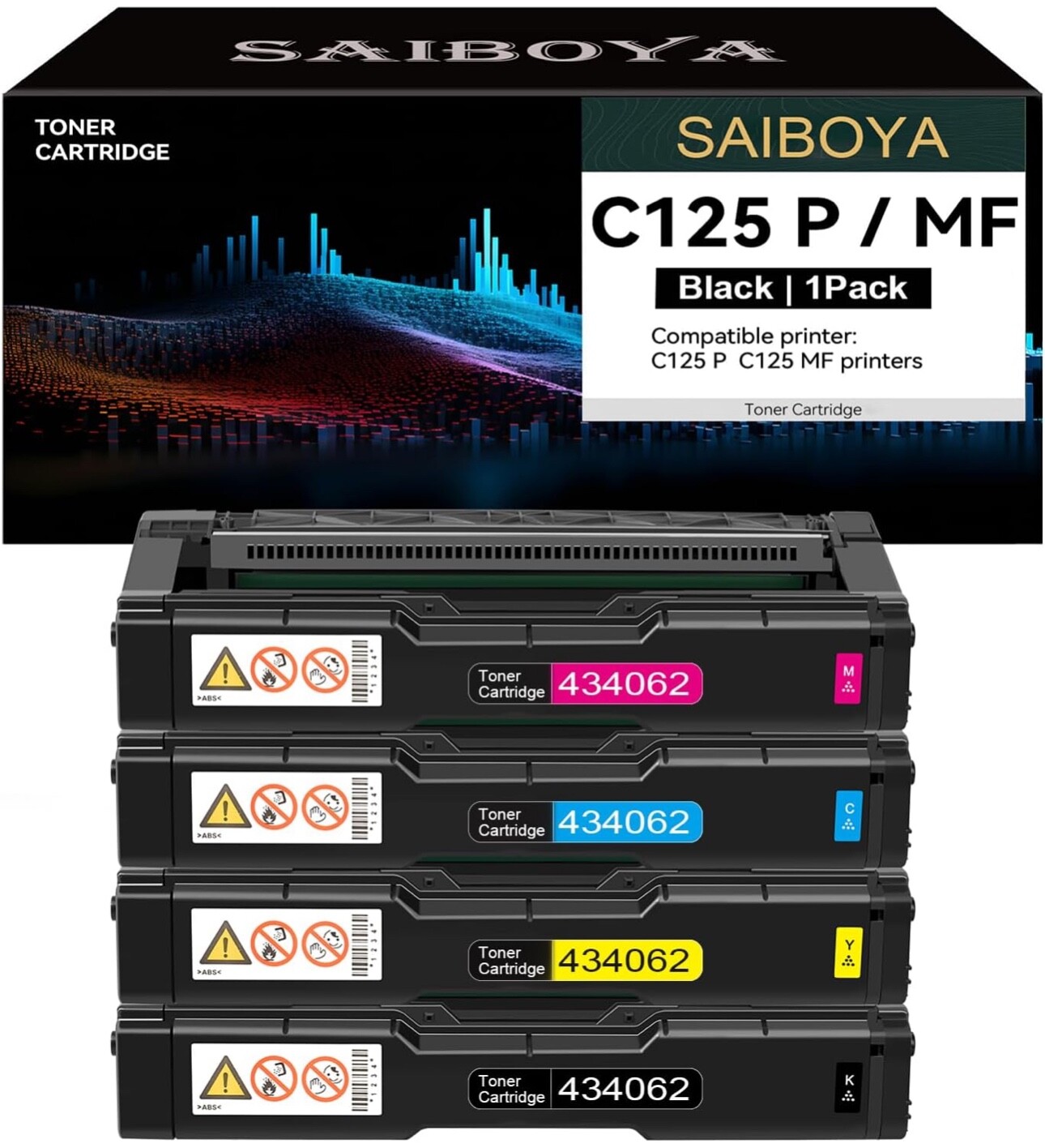 Toner Cartridge Replacement for Ricoh 434060-434063 C125P C125MF Printer BCMY