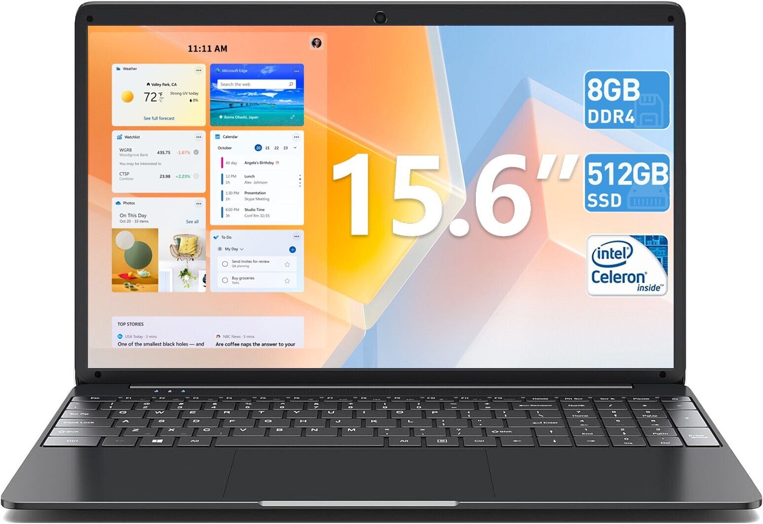 SGIN 15.6'' Laptop 8GB RAM 512GB SSD with Intel Core i3 Up to 2.4GHz  Mini HDMI