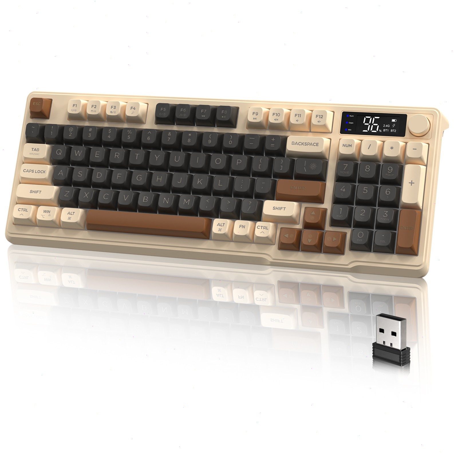 Free Wolfe M96 96-Key Dual-Mode Wireless Mechanical Keyboard PBT RGB LCD Screen