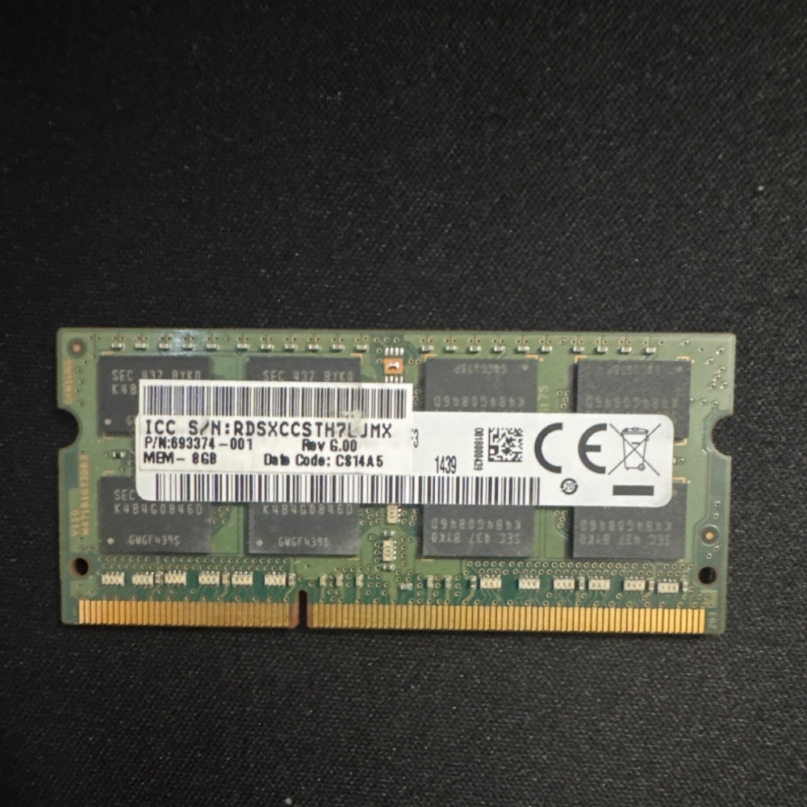 8GB DDR3 SDRAM SO-DIMM Laptop Memory 204-Pin 1 Module MPN 693374-001