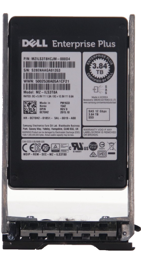 CT0H2 Dell Compellent 3.84TB PM1633 SAS 12Gbps 2.5''SSD MZ-ILS3T8A MZILS3T8HCJM