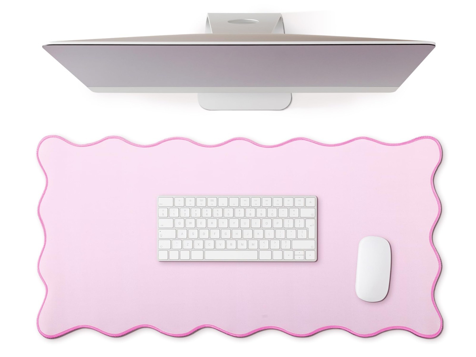 Large Pink Scalloped Desk Mat Pad - 23.6 x 13.8 Inches, Stylish Workspace Access