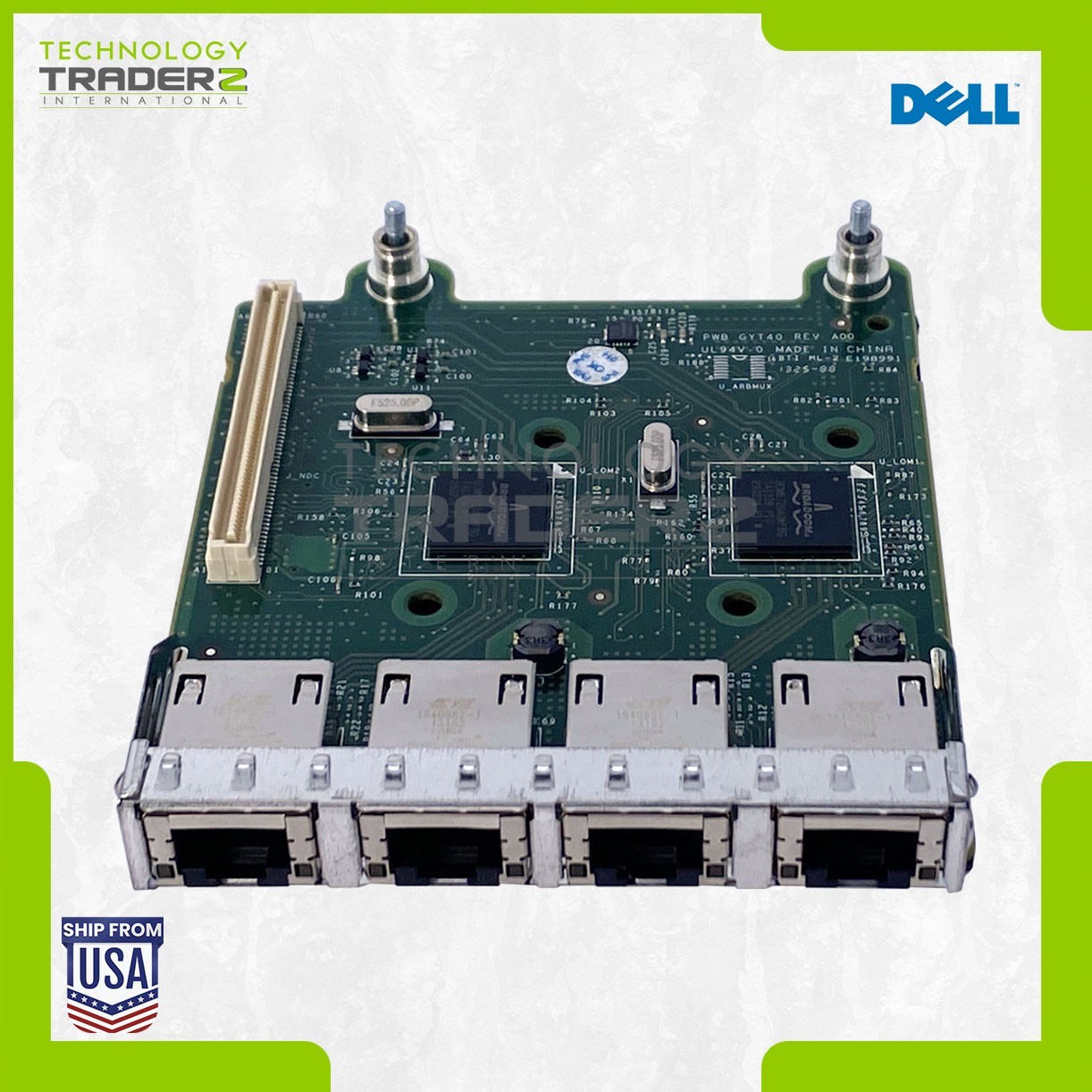 FM487 Dell Broadcom 5720 4-Ports 1000Base-T 1Gbps PCI-E Daughter Card 0FM487