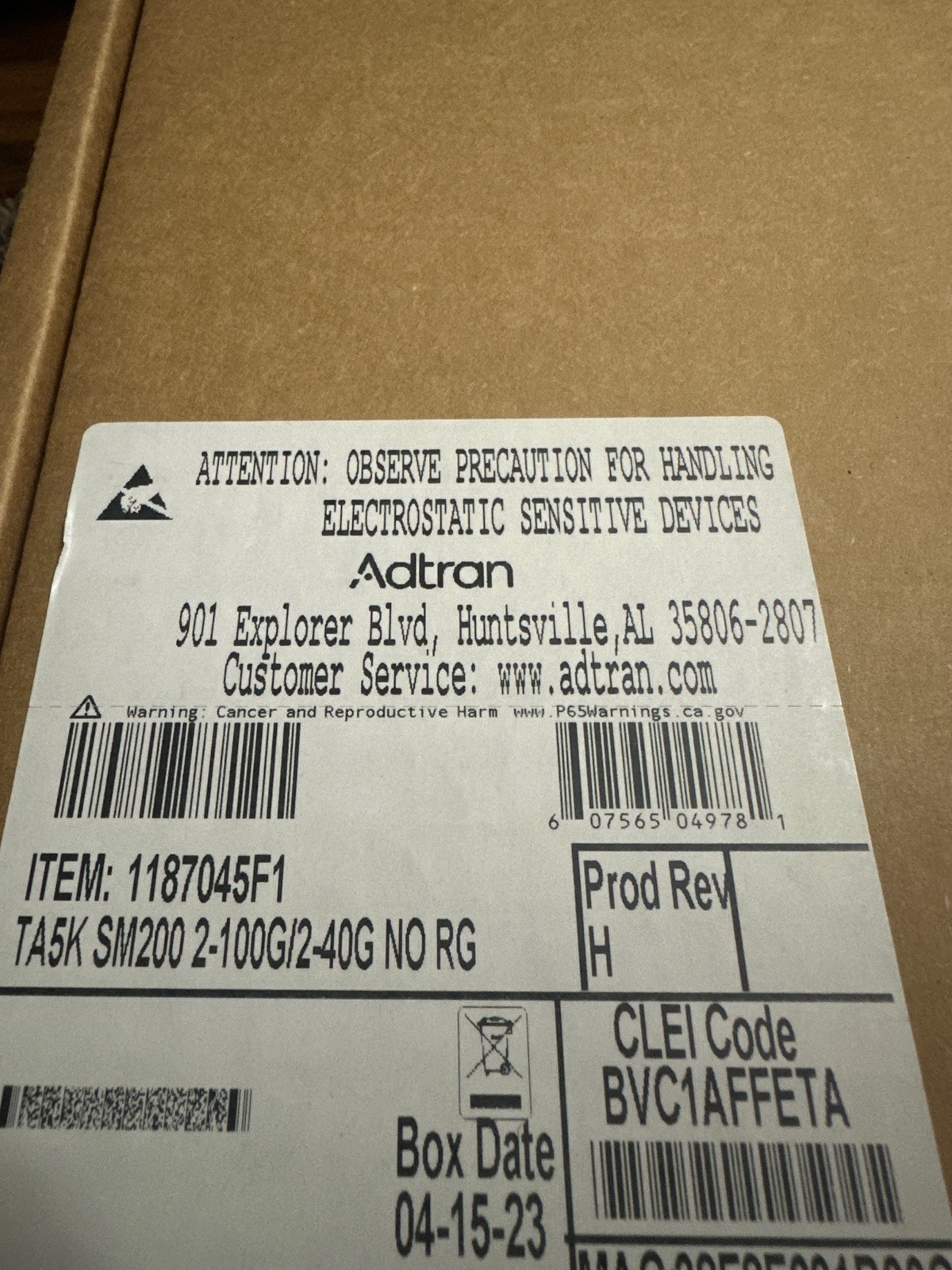 ADTRAN 1187045F1 Total Access TA 5000 SM200 2-100g 2-40g NO RG BVC1AFFETA NEW