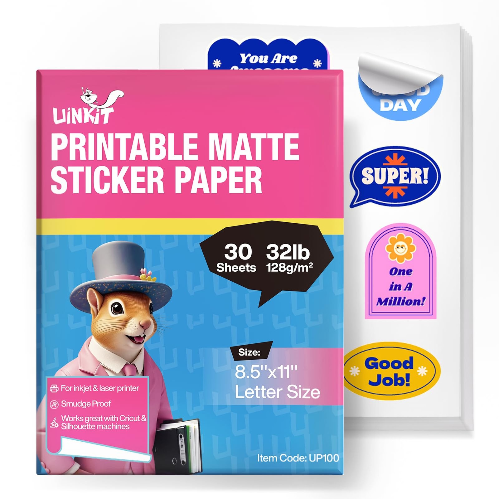 Uinkit Adhesive Photo Paper 8.5x11", Matte, 30
