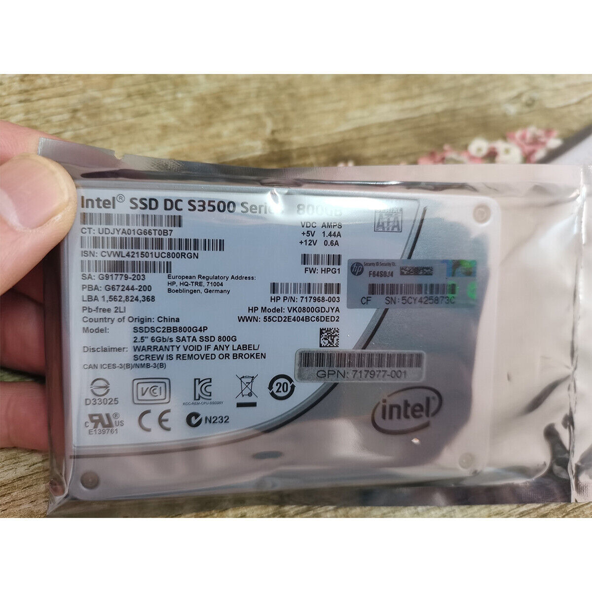 HP Intel SSD DC S3500 800GB 6G/s 2.5" SATA SSD SSDSC2BB800G4P for server