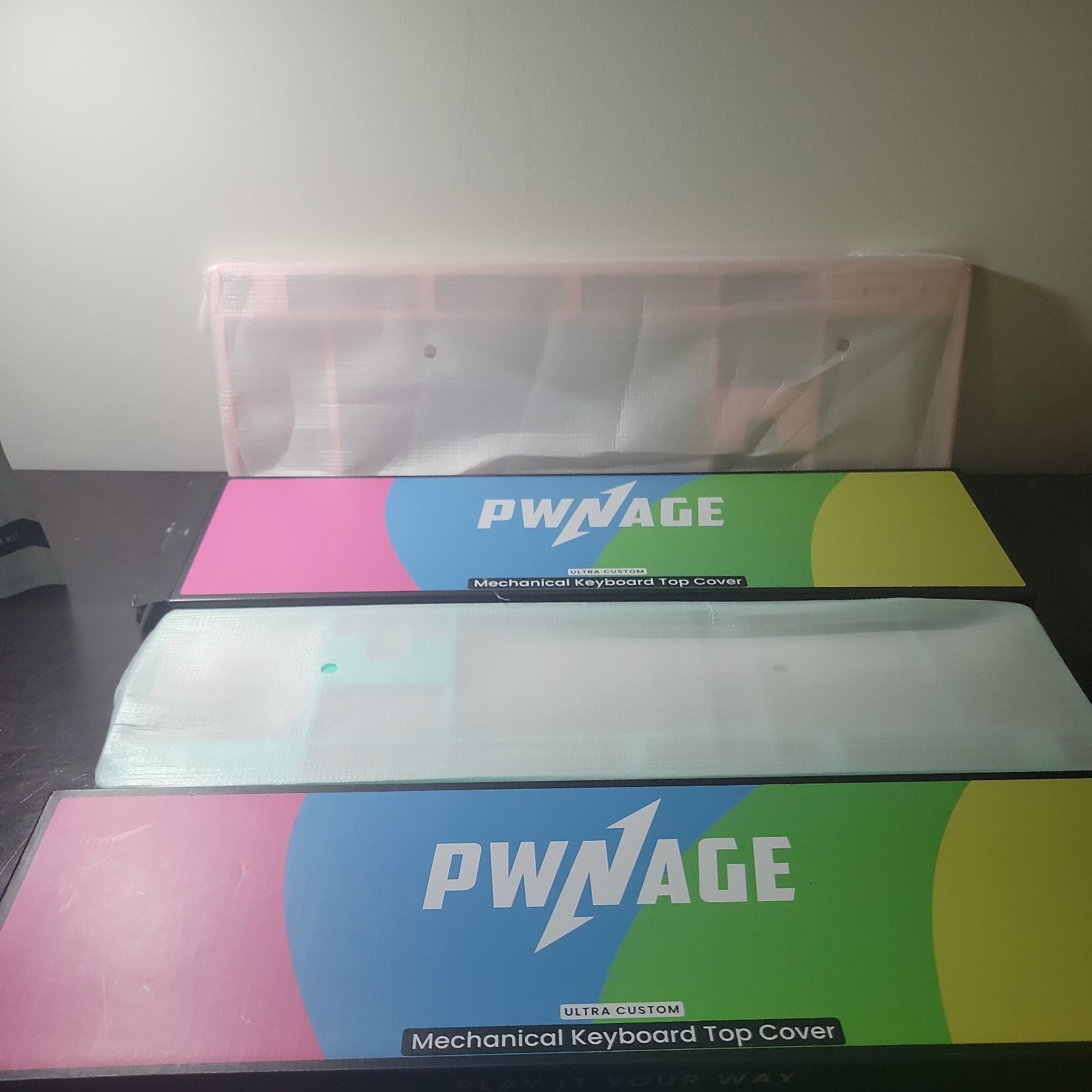 Pwnage Ultra Custom Mechanical Keyboard. Set of two Green and Pink. Open Box