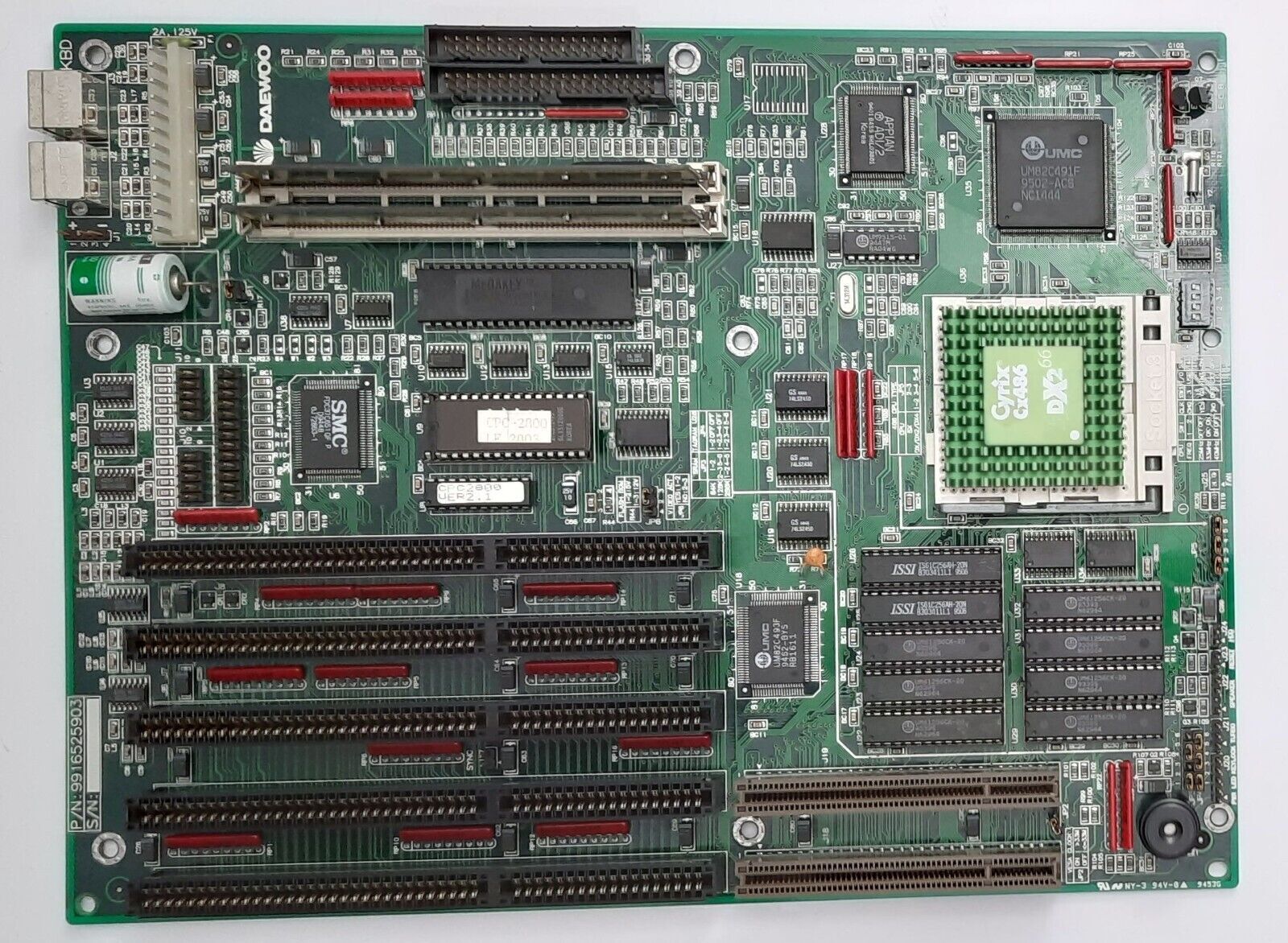 Daewoo CPC-2800 VLB ISA 486 Retro Motherboard + Cyrix Cx486DX2 66MHz + 8MB RAM