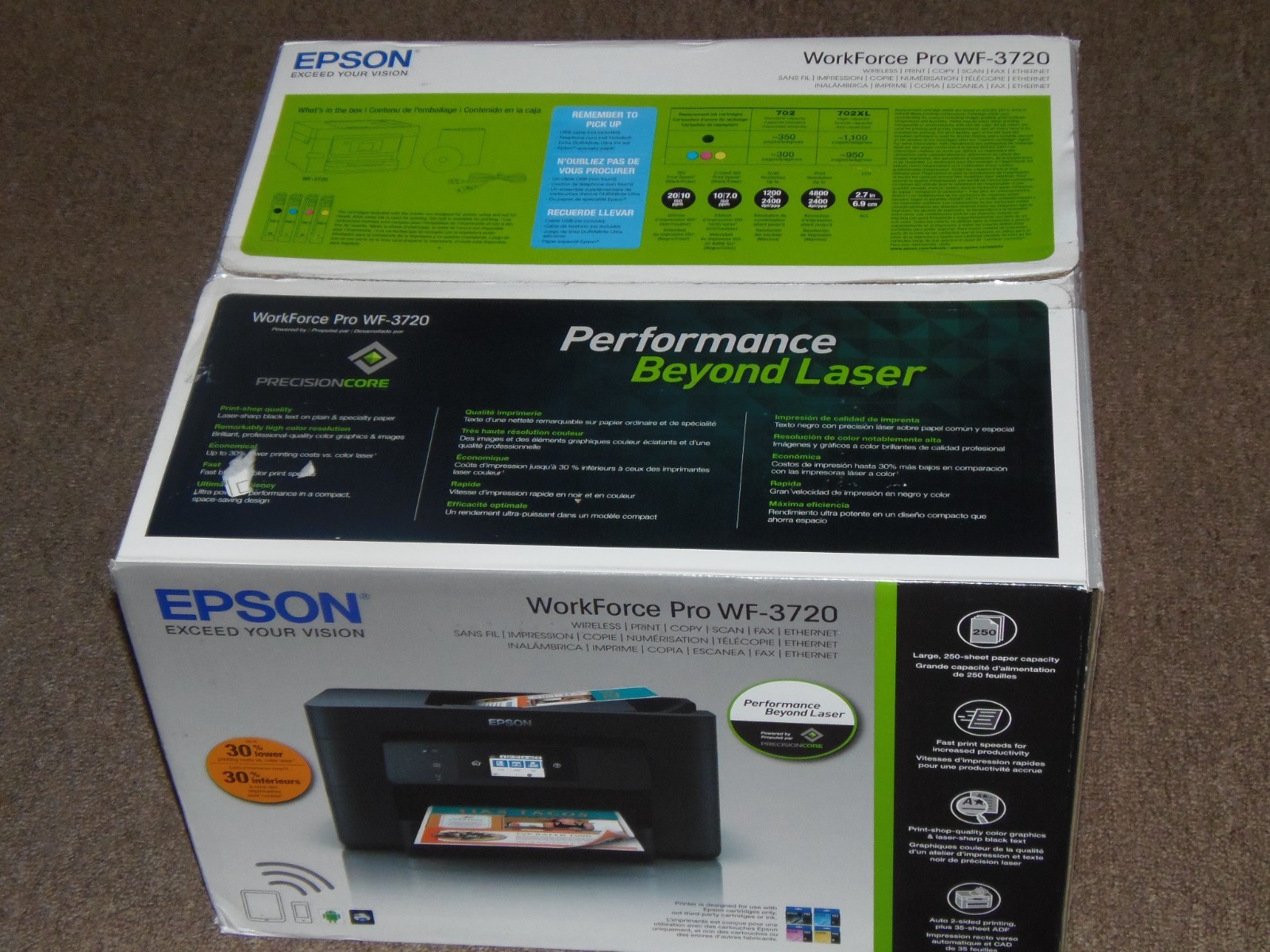 New Sealed Epson WorkForce Pro WF-3720 Wireless All-In-One Printer