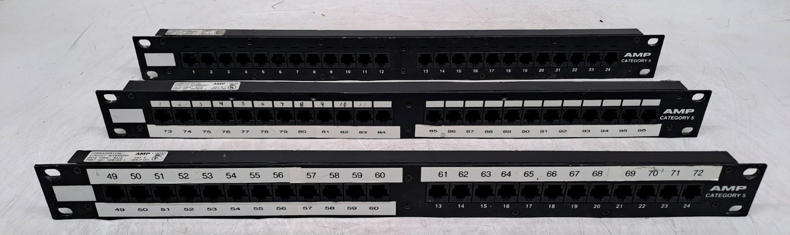 Lot of 3 AMP Category Cat5 557870-1 24 port patch panel