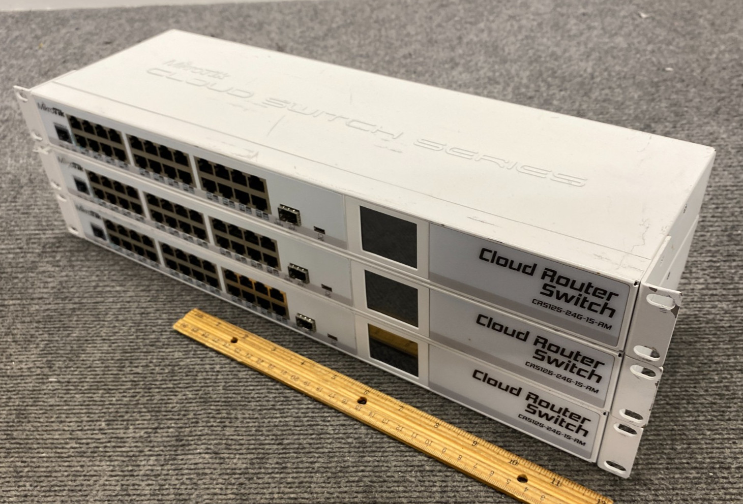 Lot of 3 MicroTik CRS125-24G-15-RM 24-Port Cloud Router Switches w/ Rack Ears