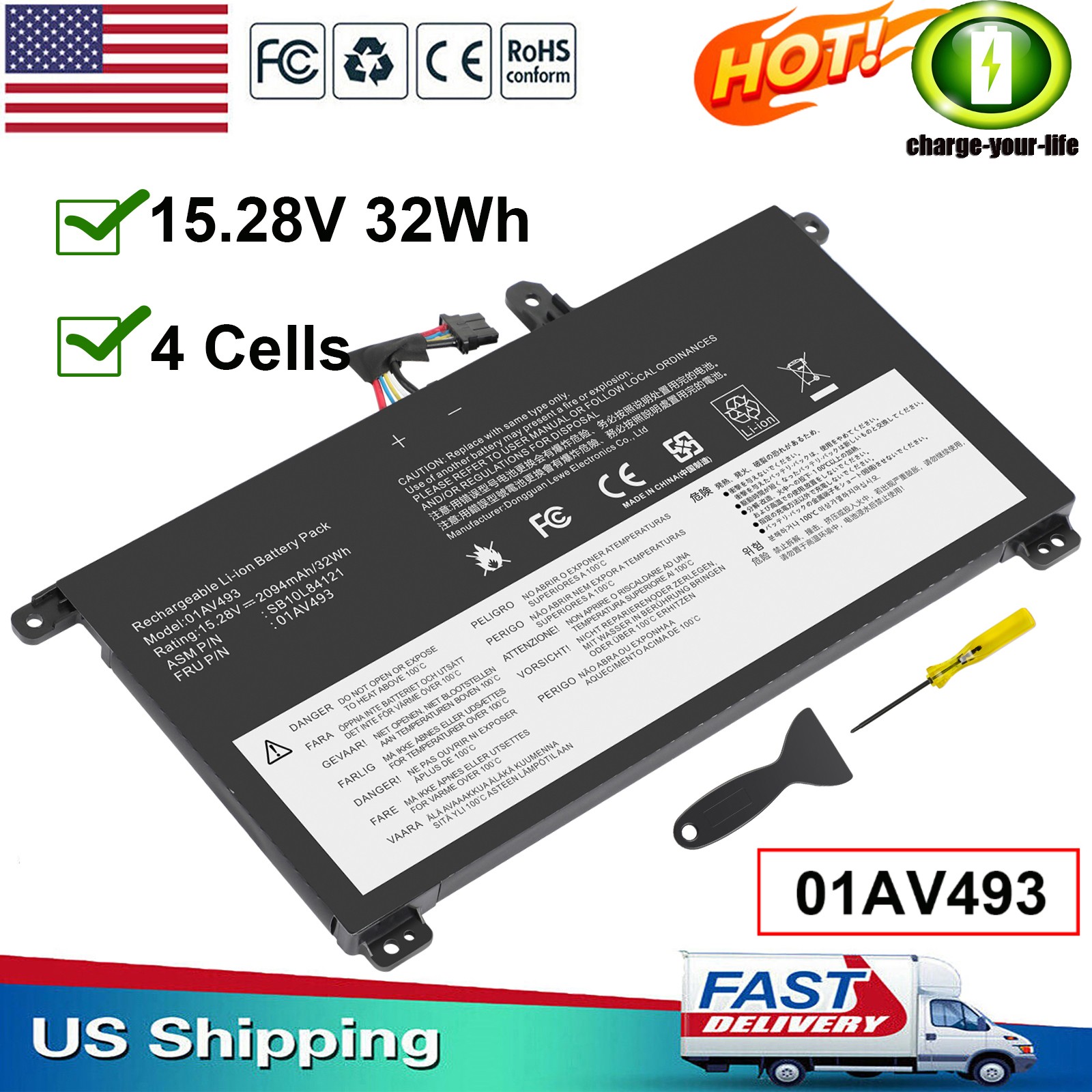 01AV493 Battery For Lenovo ThinkPad T570 T580 SB10L84121 SB10L84122 SB10L84123