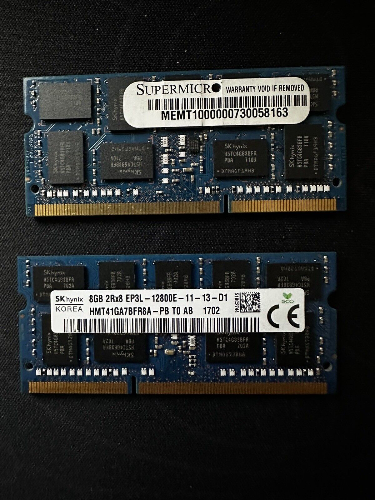 SK Hynix 2 X 8GB 2Rx8 EP3L-12800E DDR3 204-Pin ECC SODIMM Memory NOT FOR LAPTOP