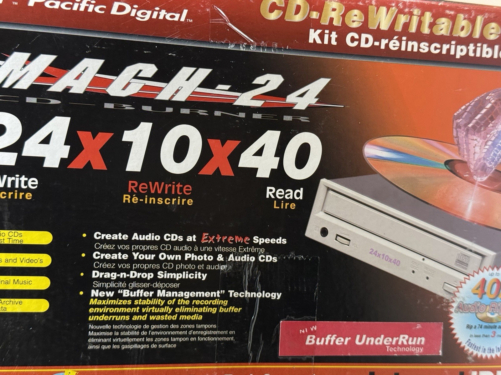 Pacific Digital MACH-24 Internal IDE CD-RW Drive Kit 24x10x40 NOS