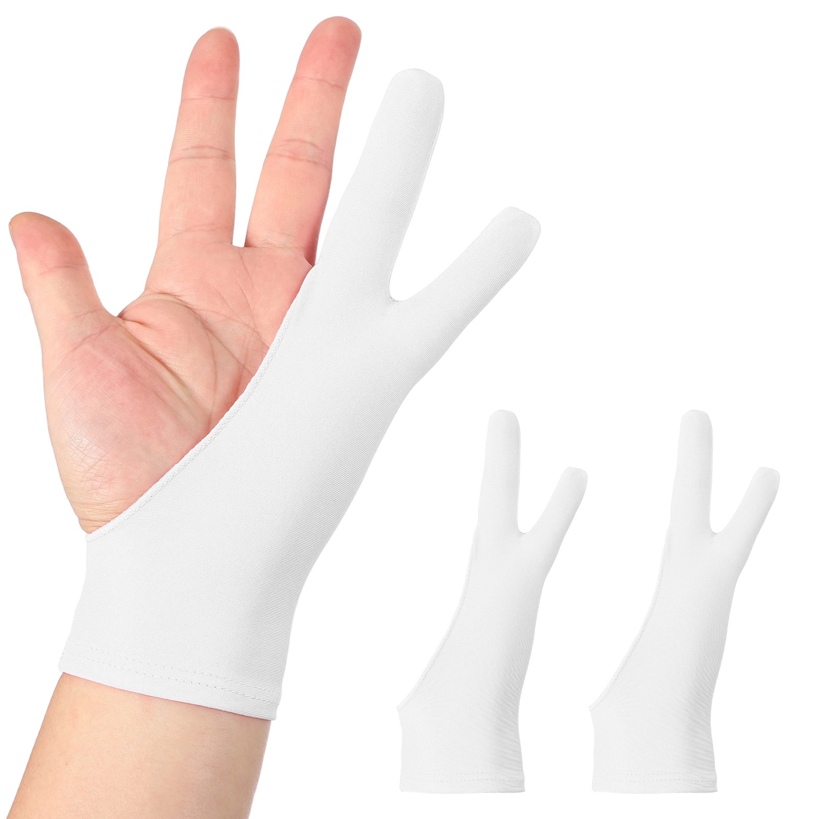 2pcs Artist Drawing Glove S Size Two Fingers Graphics Painting Glove White