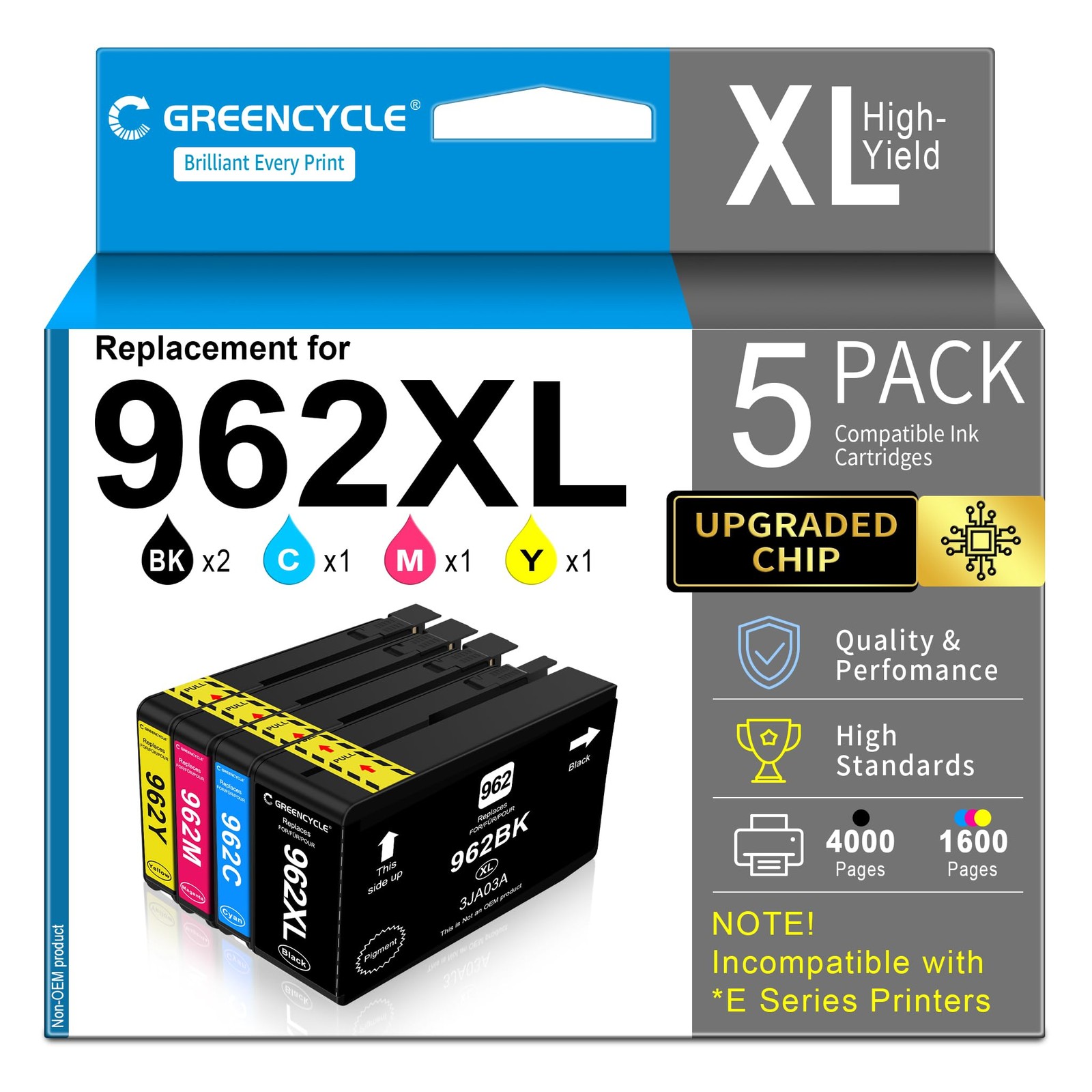 Greencycle Compatible HP 962XL Ink Cartridge, 962XL Ink Cartridges Combo Pack