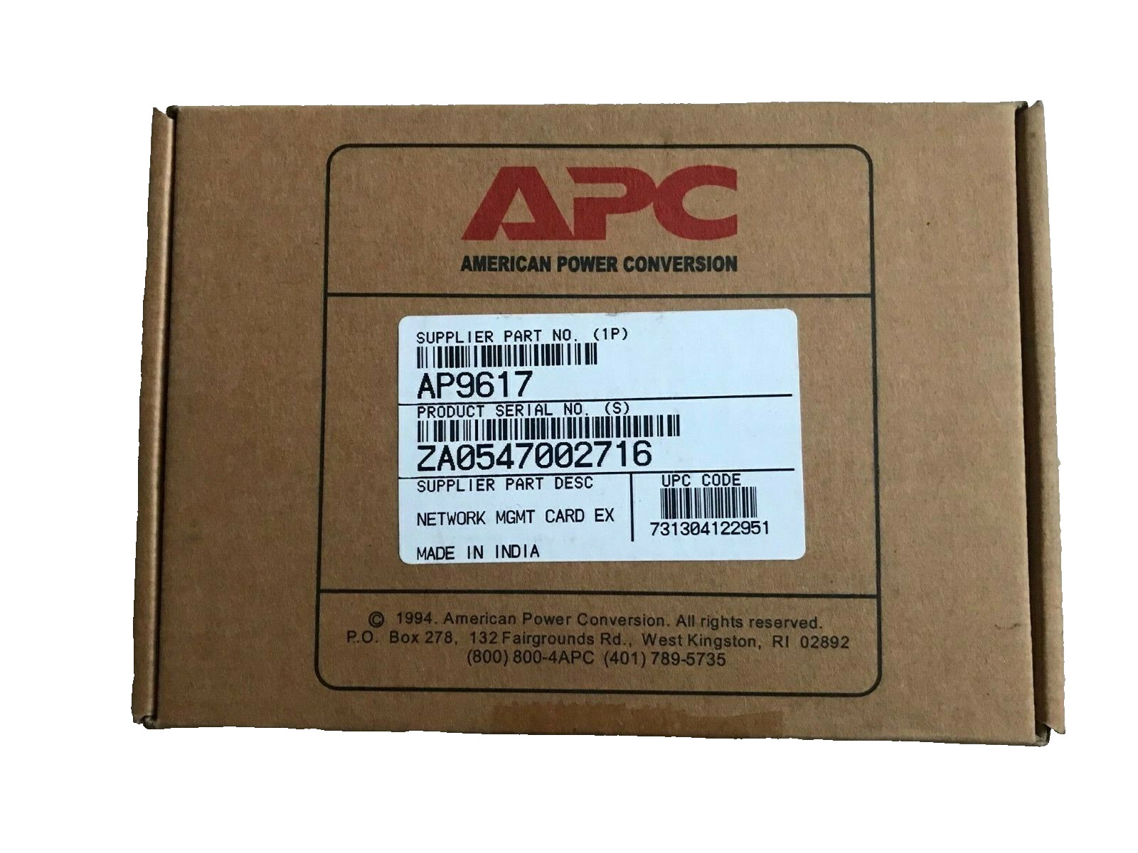 APC (Smart Slot) AP9617 Network Management Card
